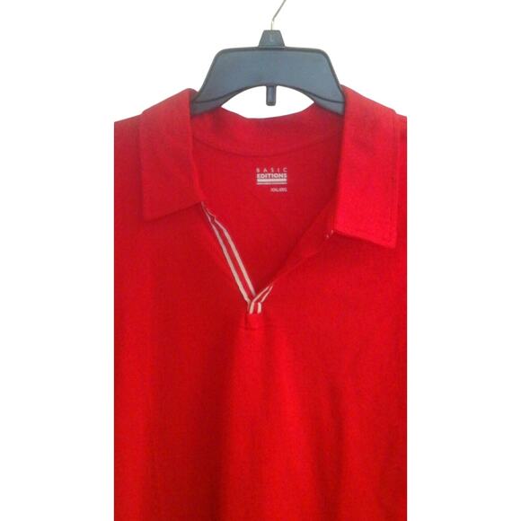 Basic Editions Blouse, Women's size XXL, Vermilion, Short Sleeve, Henley NWOT - Picture 3 of 5